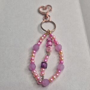 💖Pink and Purple Beaded Keychain Or Bag Accessory